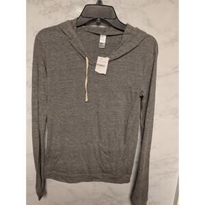 NEW Alternative Gray Hoodie drawstring Neck kangaroo pocket long sleeve Small